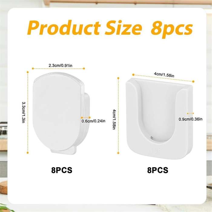 8Pcs Magnetic Remote Control Holder, Self-Adhesive White Remote Holder Wall Mount Slot Design Remot