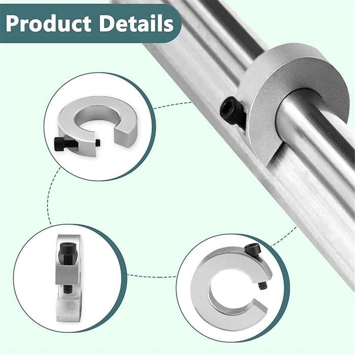 8Pcs SBR20 Linear Rail Stop Collars Aluminum Alloy Shaft Limit Fixing Rings with Wrench, Linear Rail