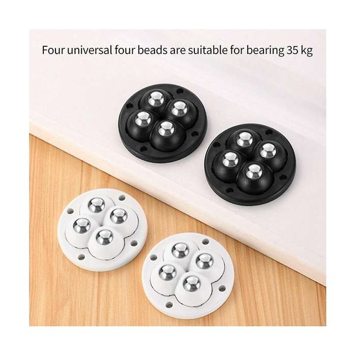 8pcs Self Adhesive Ball Universal Wheel 4 Beads Stainless Steel Pulley Base for Furniture Bedside T