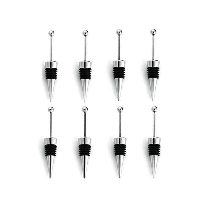 8pcs Wine Stoppers for Wine Bottles, Metal Wine Saver Beer Stopper, Reusable Wine Corks Silicone Wi