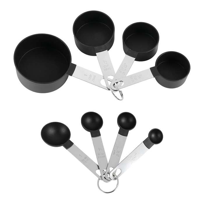8-piece Measuring Cups and Spoons Kitchen Nesting Measurement for Liquids and Solids,black
