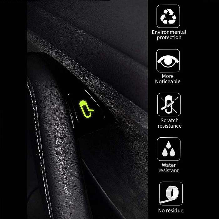 8pcs/set for Model 3 Car Door Open Exit Sticker Luminous Button Sticker Kit
