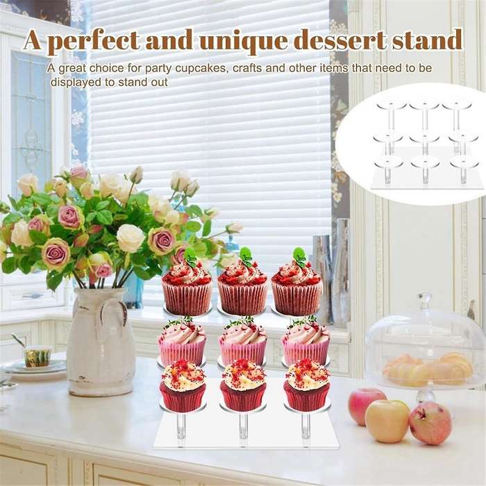 9 Columns Of Acrylic Christmas Ornaments Display Stand for Cupcakes, Jewelry, Cosmetics Display Stan