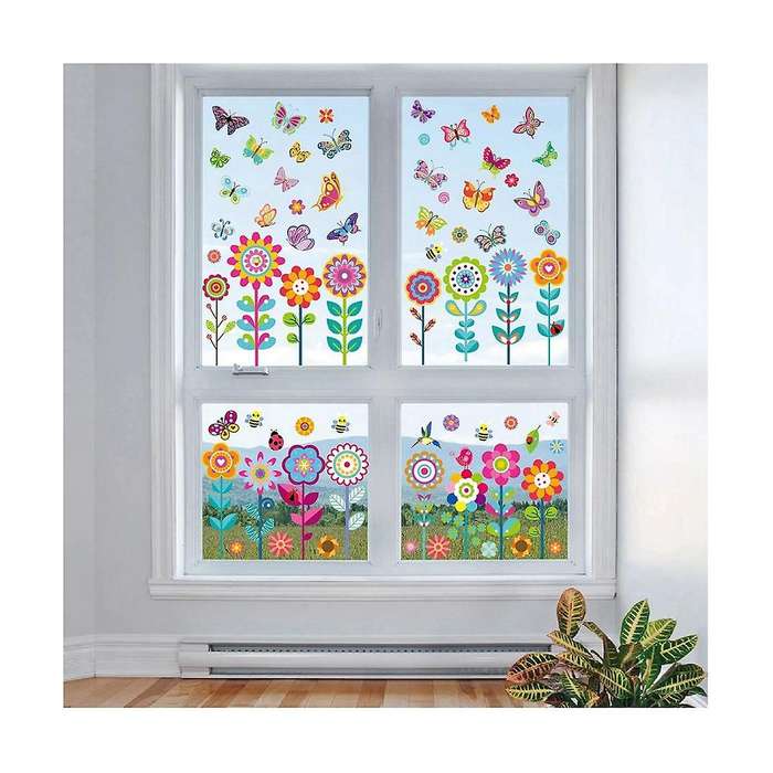 9 Flower Butterfly Window Stickers Room Children's Room Kindergarten Glass Decorative Window Sticke