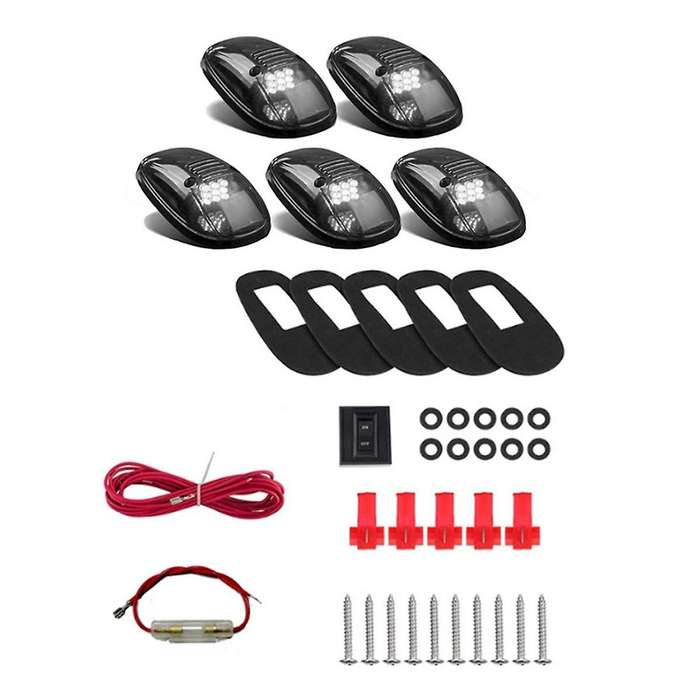 9 LED Car Cab Roof Marker Lights for Truck SUV LED DC 12V Black Smoked Lens White Lamp Car External