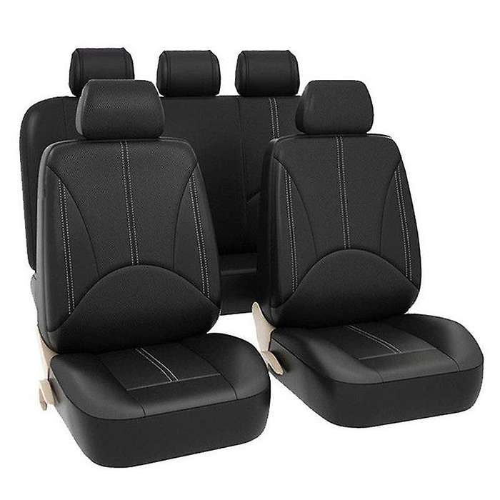 9 PCS Car Seat Covers Full Set - Premium Faux Leather Automotive Front and Back Seat Protectors for