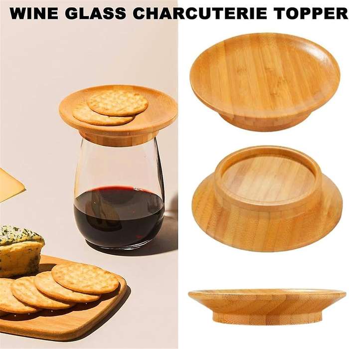 9 Pcs Wine Glass Charcuterie Topper, Charcuterie Wine Glass Topper, Bamboo Wine Glass Topper Wine Gl