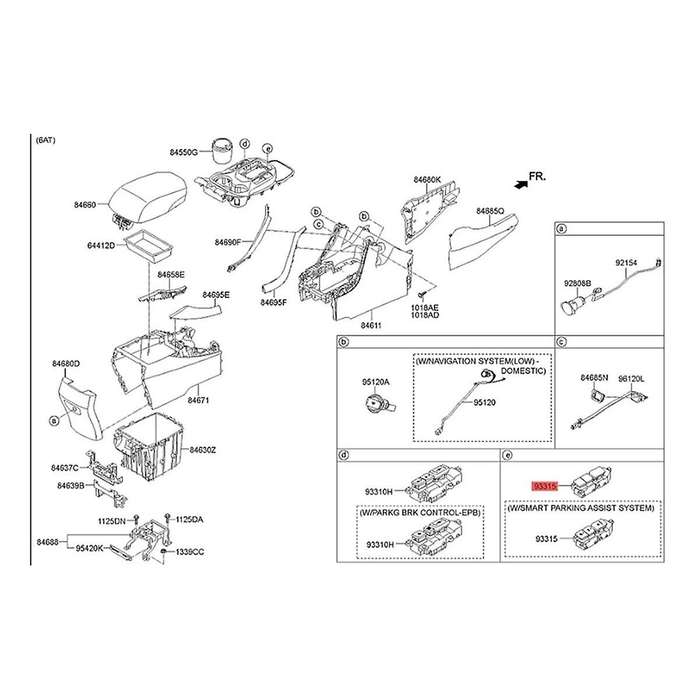 93315-2W325 Right Indicator Switch Assembly Electronic Handbrake Switch Seat Ventilated Heating Butt
