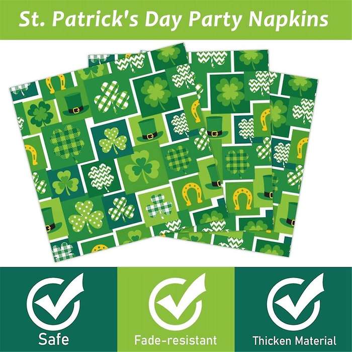 96 Pcs St. 'S Day Dinnerware Set Lucky Green Shamrock Plates Irish Holiday Party Dinnerware Set for