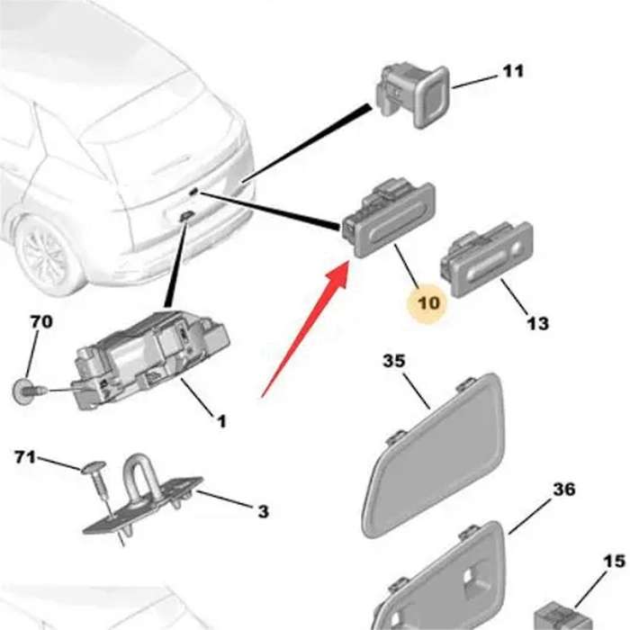 9676028380 Trunk Switch Back Door Switch Back Door Button for 3008 5008 RCZ C3 C4 C5 DS5 DS6
