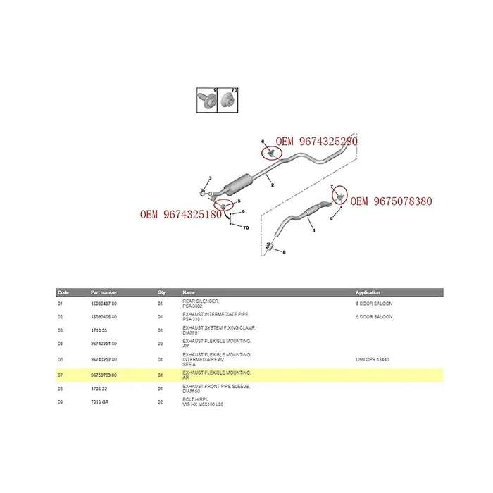 9675078380 Car Exhaust Pipe Elastic Fixing for II SW II 2013-2021 Muffler Fixing Bracket