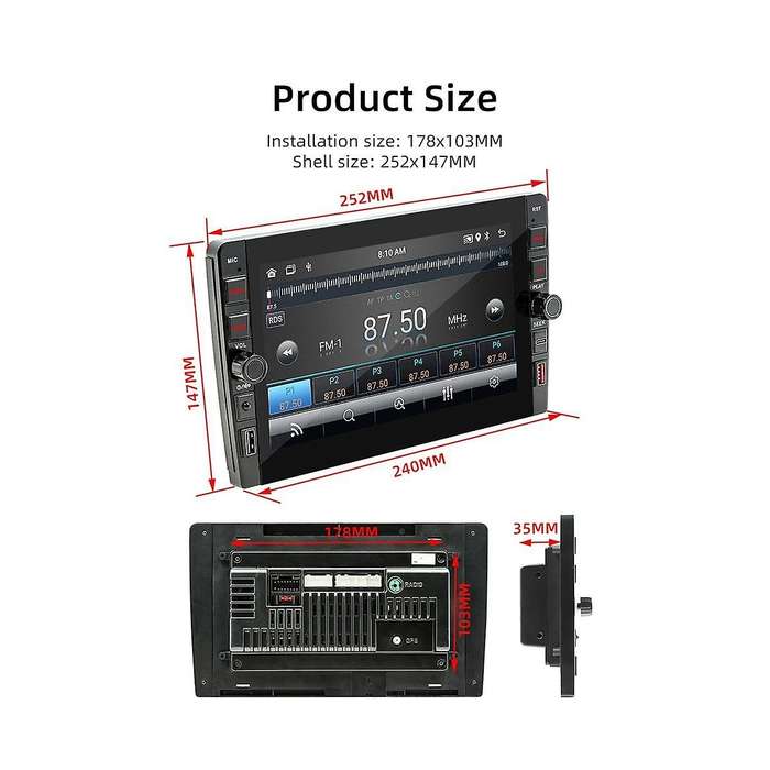 9inch Car Touch Screen Wireless Carplay Android Auto Car Portable Radio Bluetooth Mp5 Fm Receiver Th