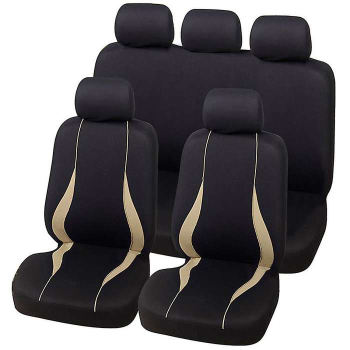 9PC/Set Universal Car Seat Covers Interior Accessories Seat Protectors Compatible Seat Covers Beige