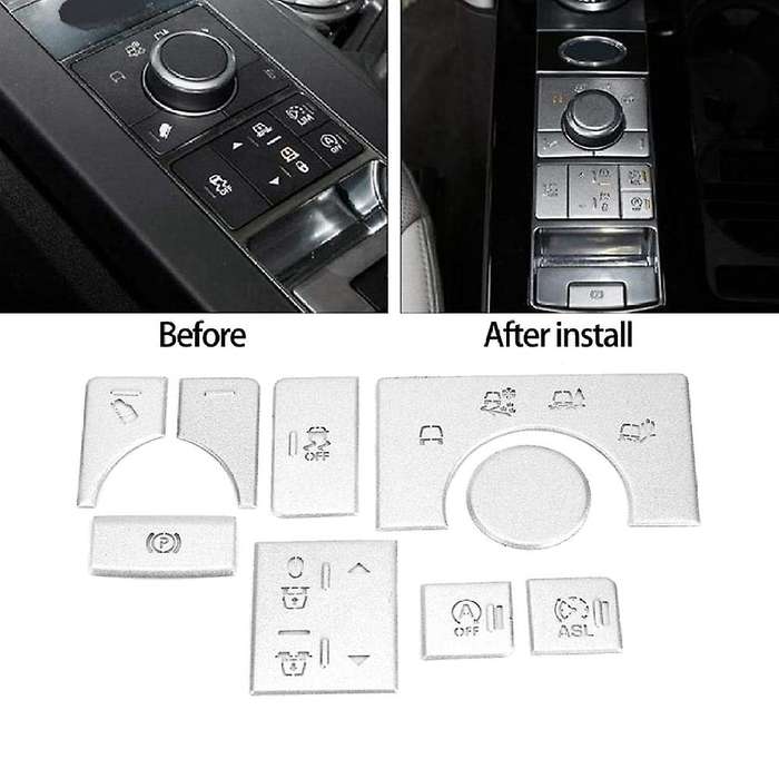 9Pcs Car Interior Center Console Mode Button Sticker Trim for Range Sport 2014 2015 2016 2017