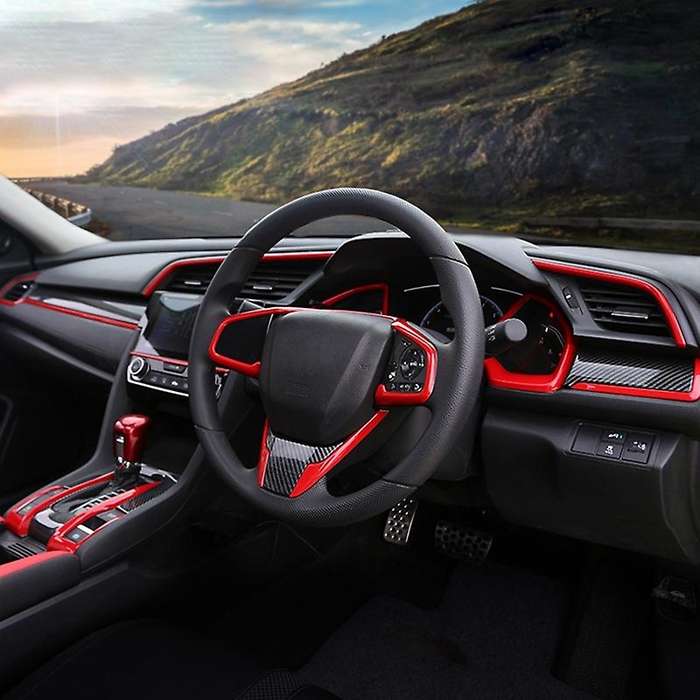 9Pcs Carbon Fiber Console Center Dashboard Cover Trim Decorative Stickers for 10Th 2016-2019 Car Acc