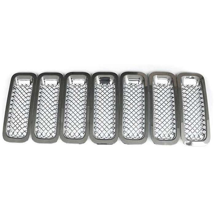 9Pcs Chrome Front Grille Mesh Trim+Head Light Cover Trim for Patriot 2011-2017