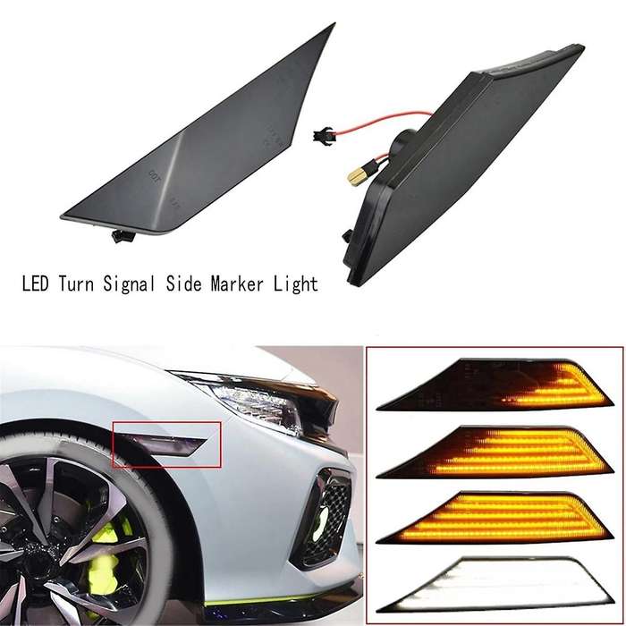 A- LED Turn Signal Side Marker Light Dynamic Flowing Blinker for 10th Gen Sedan Coupe Hatchback 2016