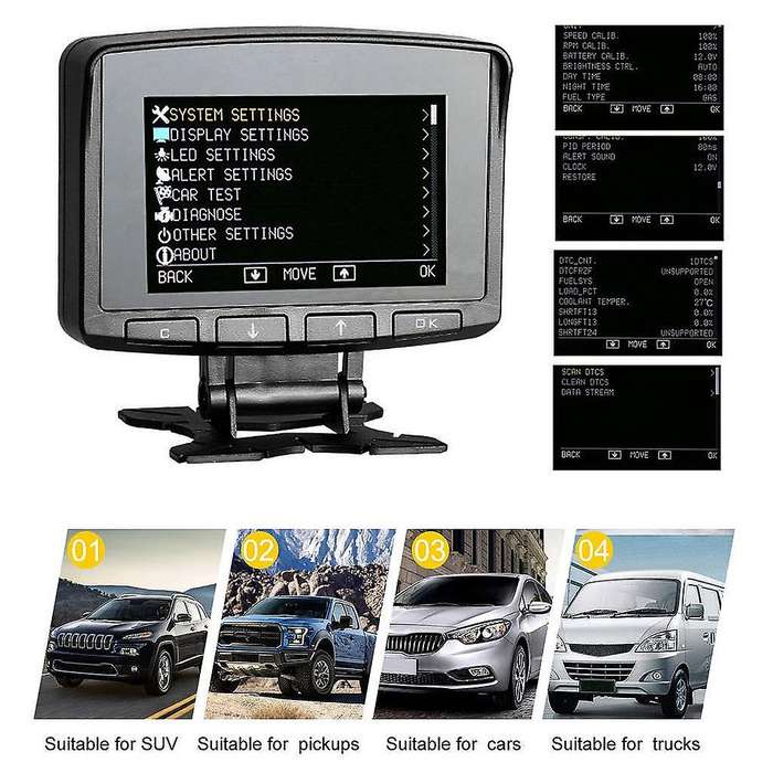 A208C Head-Up Display Smart Car OBD Hud Display Meter Speedometer Fuel Consumption Gauge Fault Code