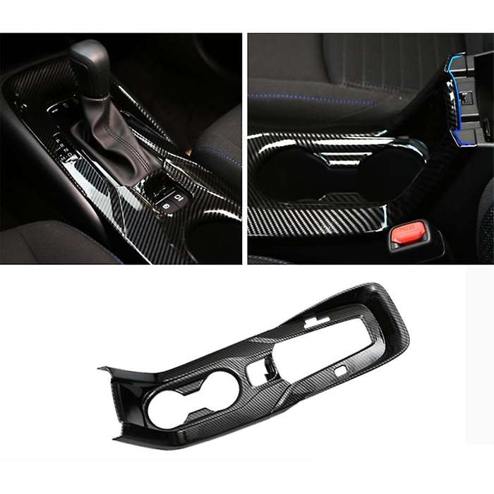 ABS Carbon Fiber Central Console Gear Shift Box Water Cup Panel Cover Trim for 2019-2020