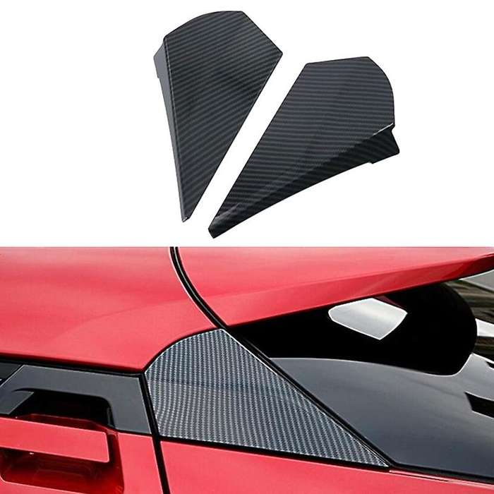 ABS Carbon Fiber Door Rear View Window Spoiler Triple-cornered Bezel Cover Trim for C- 2016-2020