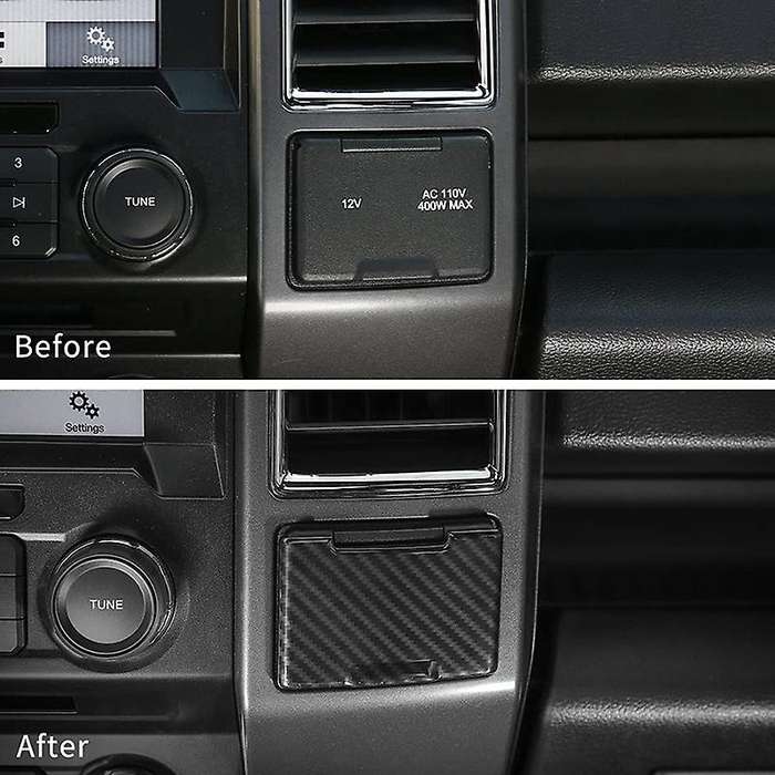 ABS Carbon Fiber Grain Central Electrical Outlet Socket Trim for 2015 2016 2017