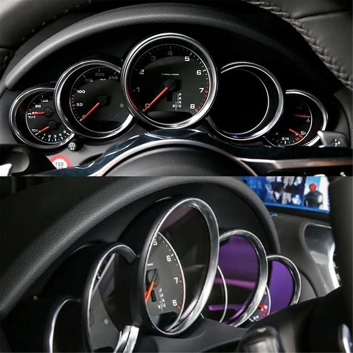 ABS Dashboard Instrument Panel Decorative Ring Cover Trims Sticker for Silver