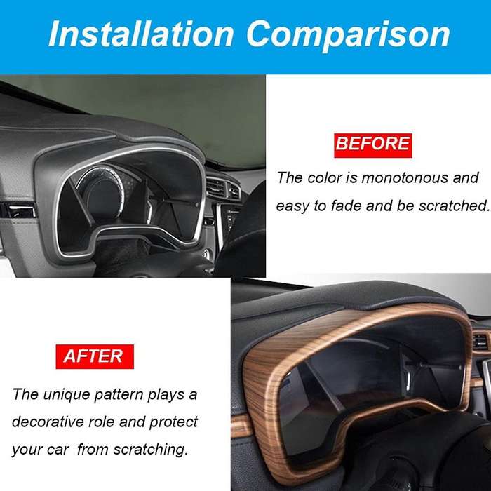 ABS Peach Wood Dashboard Instrument Panel Dial Cover Frame Decorative Moulding Trim Accessories for