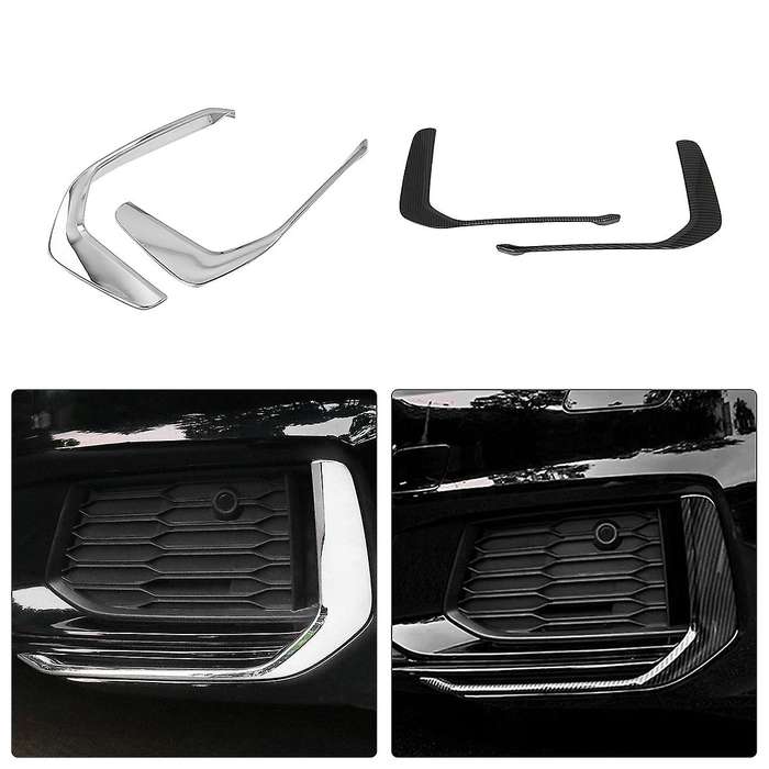 ABS Silver Front Bumper Fog Light Frame Trim for A6 C8 2019-2020 Fog Lamp Covers Decorative