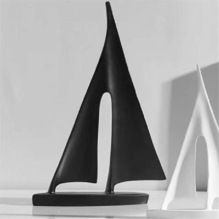 Abstract Resin Sailboat Model Ornament Modern Sailing Ship Nautical Sculpture Bedroom Desktop Booksh