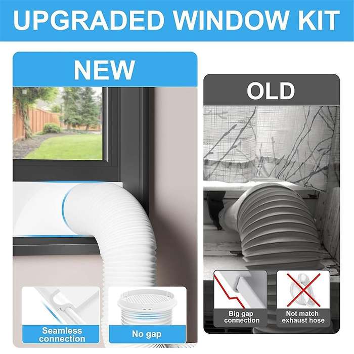 AC Window Ventilation Kit with 5.1 Inch and 5.9 Inch Universal Hose Adapter Portable Air Conditione