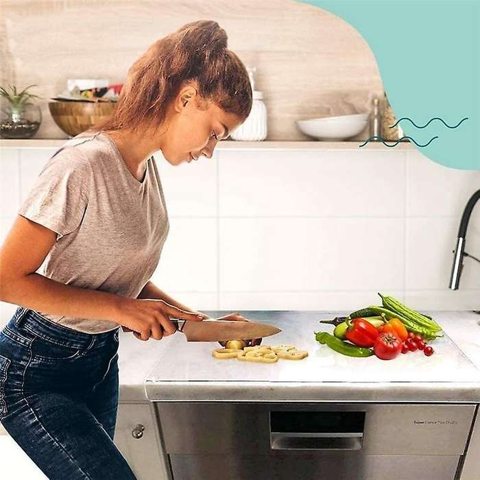 Acrylic Anti-Slip Transparent Cutting Board with Lip for Kitchen Counter Countertop Protector Home R
