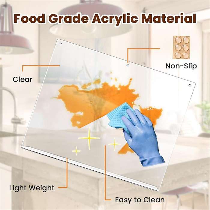 Acrylic Cutting Board with Counter Lip, Clear Cutting Boards for Kitchen Counter Non Slip, Large Cut