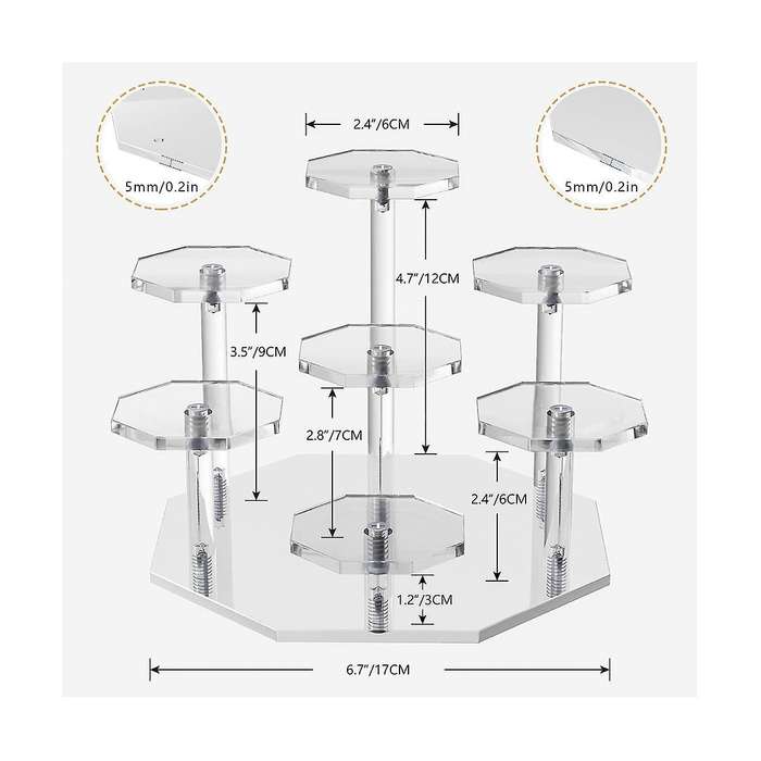 Acrylic Risers Display Stand,7tier Perfume Organizer and Cupcake Stand,storage Display Stand for Col