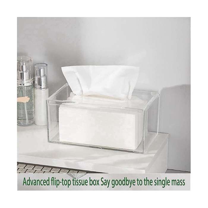 Acrylic Tissue Box Rectangular Transparent Tissue Box for Office, Home Bathroom Restaurant Lavatory