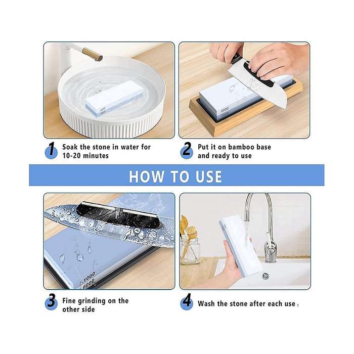 Actual Grit Premium Material Sharpening Stone 2 Sides 1000/6000 Whetstone Set Sharpener Stone Wet