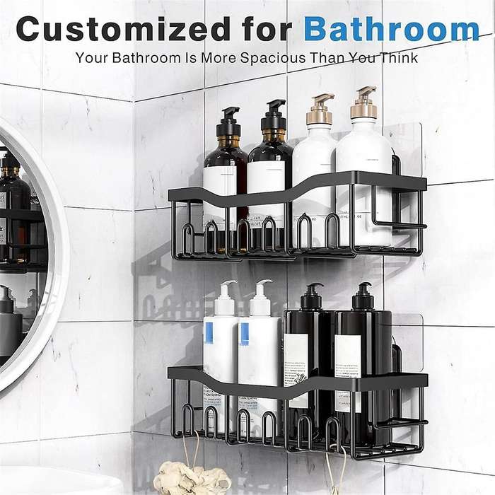 Adhesive Shower Organizer for Bathroom Storage&home Decor&kitchen,rustproof Stainless Steel Bathroom