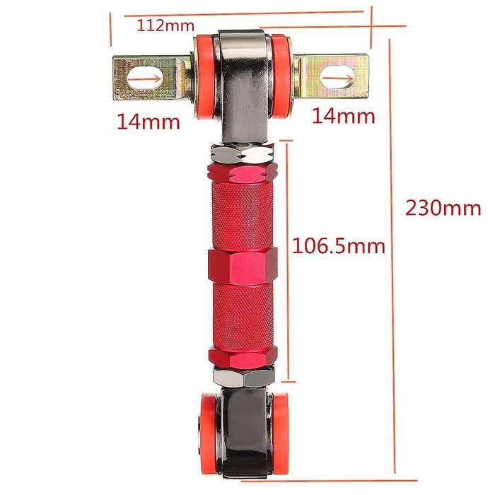 Adjustable Car Rear & Suspension Rear Camber Control Arms Kit Angle Camber Arm for CRX Del Sol Red