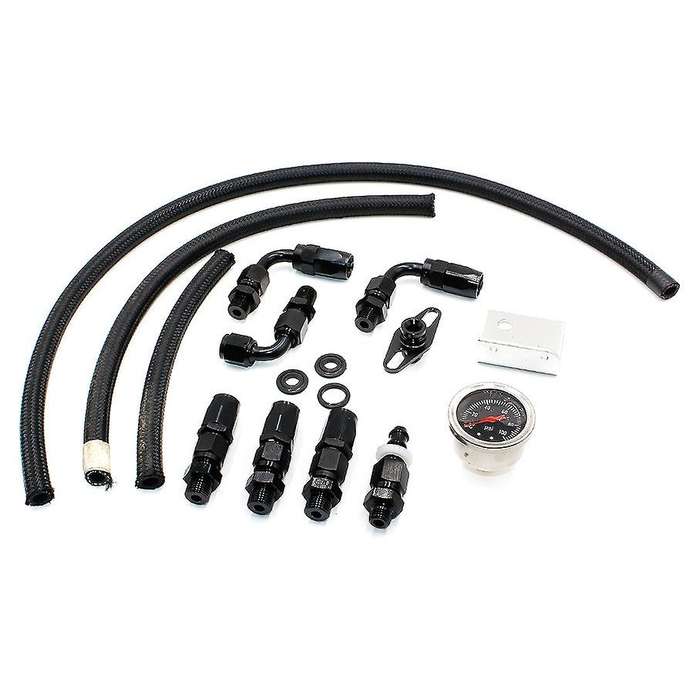 Adjustable Fuel Pressure Regulator Kit 100Psi Oil Press Gauge AN6 Fitting Black
