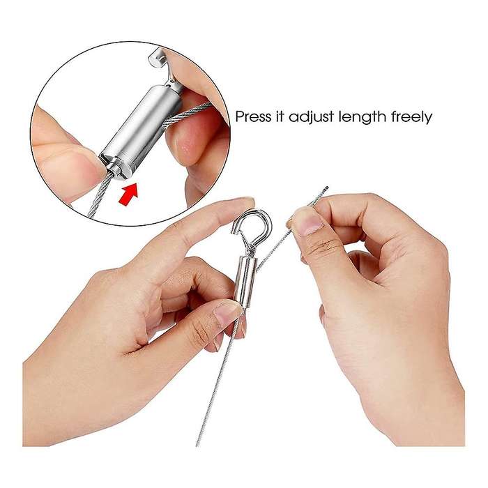Adjustable Picture Hanging Wire Heavy Duty Supports - 2 Pack Hanging Hardware, 2m X1.5mm Stainless