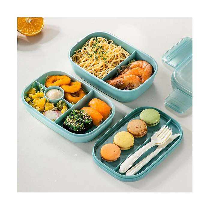 Adult Stackable Bento Lunch Box 3 Layers Leak-proof All-in-1 Bento Box Lunchbox with Utensil Sauce D