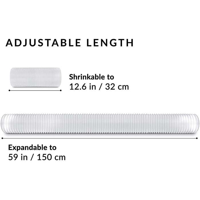 Air Conditioner Portable Exhaust Hose- 5 In Diameter Size - 59 In Long - Universal Flexible Counter
