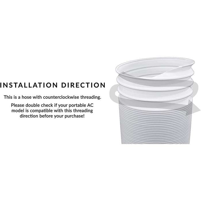 Air Conditioner Portable Exhaust Hose- 5 In Diameter Size - 59 In Long - Universal Flexible Counter