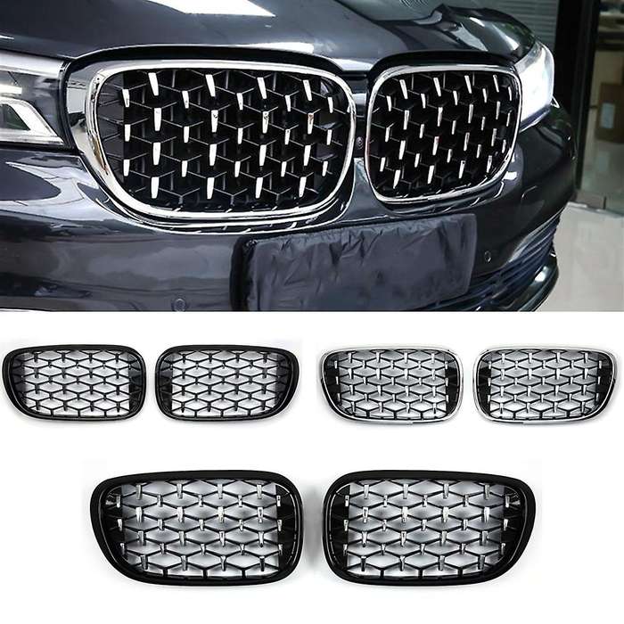 All Glossy Black Front Bumper Kidney Grille Air Vent Hole Frame Trim Cover for  7 Series G11 G12 201