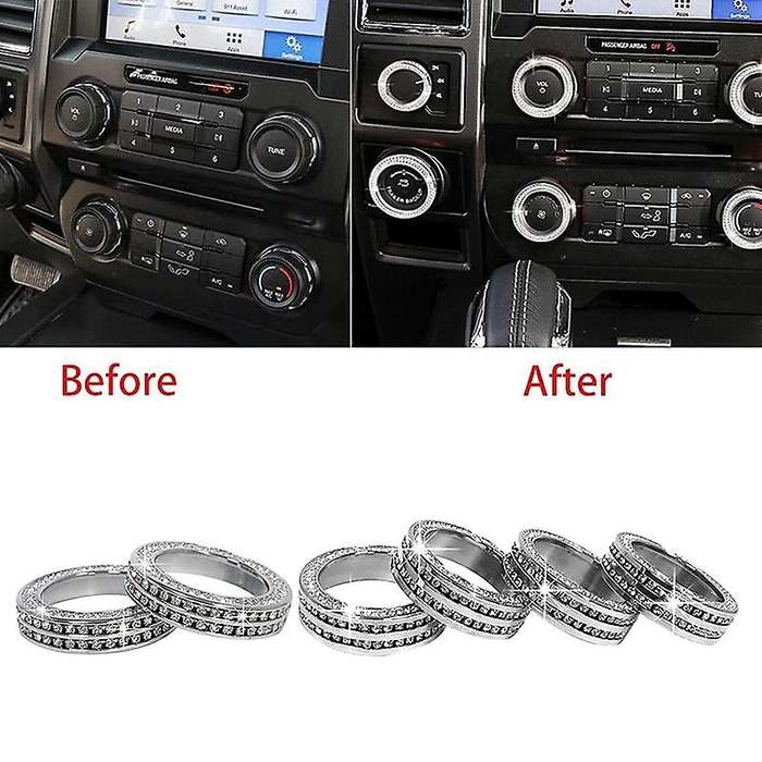 Aluminum Bling Crystal Style Air Conditioner Switch Trailer 4WD VOL Knob Button Trim for 2016- 2019