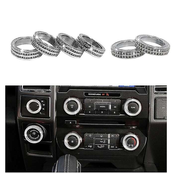 Aluminum Bling Crystal Style Air Conditioner Switch Trailer 4WD VOL Knob Button Trim for 2016- 2019