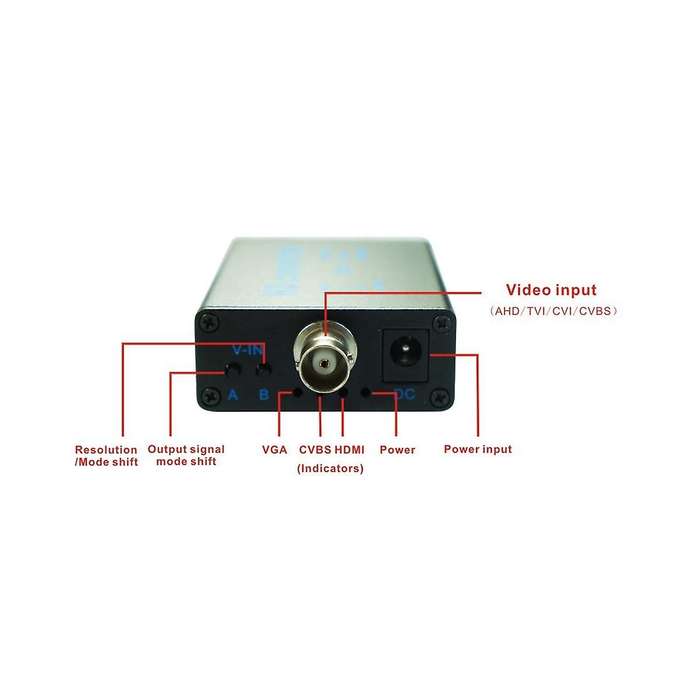 Analog Signal Video Converter TVI AHD CVI to VGA/CVBS Digital 4 in 1 TV Full HD 1080P for Monitoring