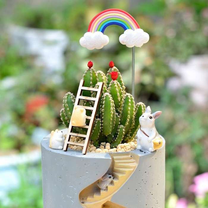 Animal Resin Flowerpot Succulent Plant Pot Water Planting Container Rabbit Figurine Flower Pot Deskt