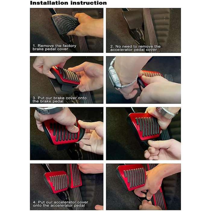 Anti Foot Pedal Covers Gas Brake and Accelerator Pedal Pad for Accord Odyssey Pilot Accessories,Red