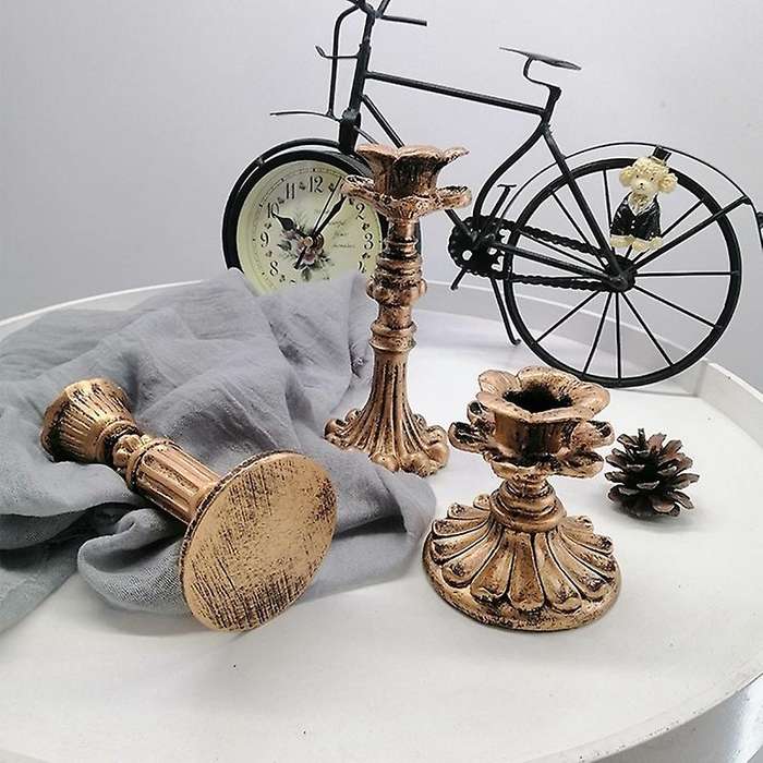 Antique Candlestick Resin Candle Accessory Retro Candle Holder French Candle Sconce Candlestick Home