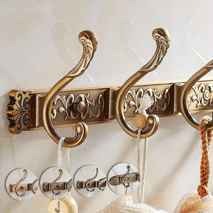 Antique Brass Robe Hook Wall Mount Towel Holder Bathroom Accessories Organizer Luxury Clothes Hook R